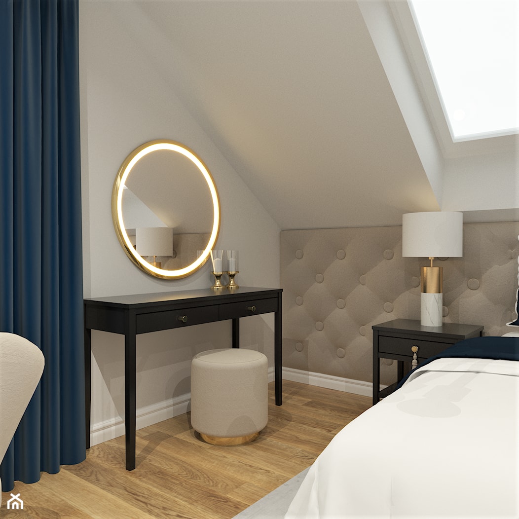 DOM W STYLU HAMPTONS - Średnia biała sypialnia, styl glamour - zdjęcie od BDWstudio - Homebook