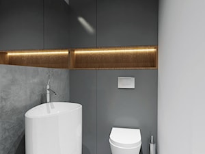 PROJEKT BIURA - Mała na poddaszu bez okna z lustrem łazienka, styl minimalistyczny - zdjęcie od BDWstudio