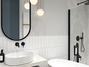 MIESZKANIE W KAMIENICY - Mała biała szara łazienka bez okna, styl nowoczesny - zdjęcie od BDWstudio