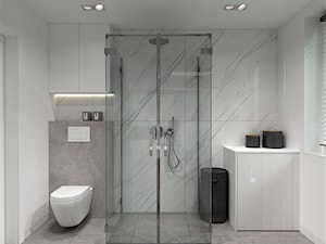 MARMUROWA ŁAZIENKA - Średnia z punktowym oświetleniem łazienka z oknem, styl nowoczesny - zdjęcie od BDWstudio