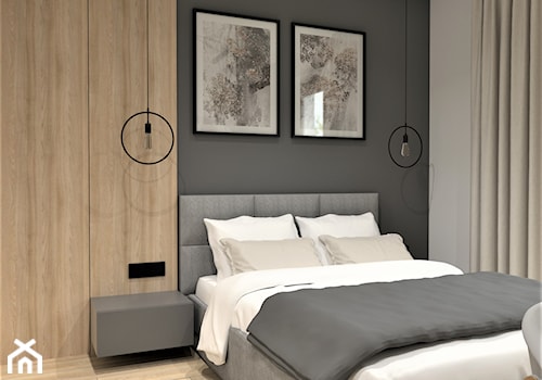 DOM W LUBLINIE - Średnia beżowa szara sypialnia, styl minimalistyczny - zdjęcie od BDWstudio