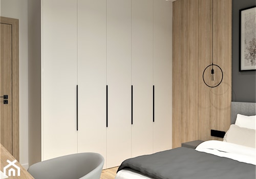 DOM W LUBLINIE - Średnia biała szara z biurkiem sypialnia, styl minimalistyczny - zdjęcie od BDWstudio