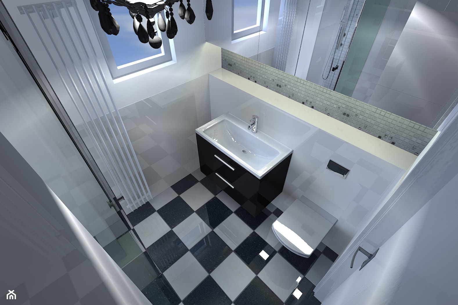 łazienka czarno-biała - zdjęcie od Kara design. Pracownia projektowa Karolina Pruszewicz - Homebook
