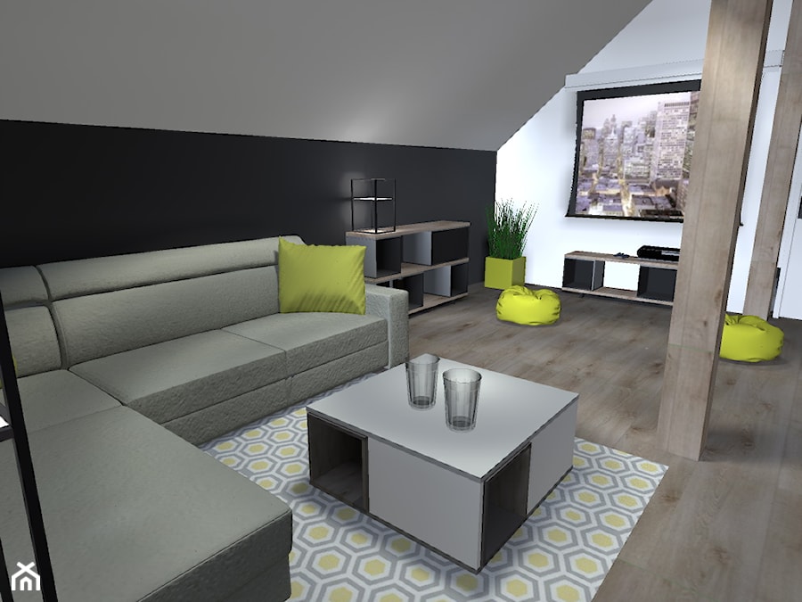 dom w Luboniu - Średni biały czarny salon, styl nowoczesny - zdjęcie od Kara design. Pracownia projektowa Karolina Pruszewicz