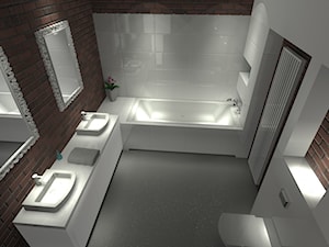 łazienka z cegłą - Łazienka, styl nowoczesny - zdjęcie od Kara design. Pracownia projektowa Karolina Pruszewicz