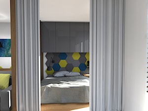wydzielenie sypialni z salonu - Sypialnia, styl nowoczesny - zdjęcie od Kara design. Pracownia projektowa Karolina Pruszewicz