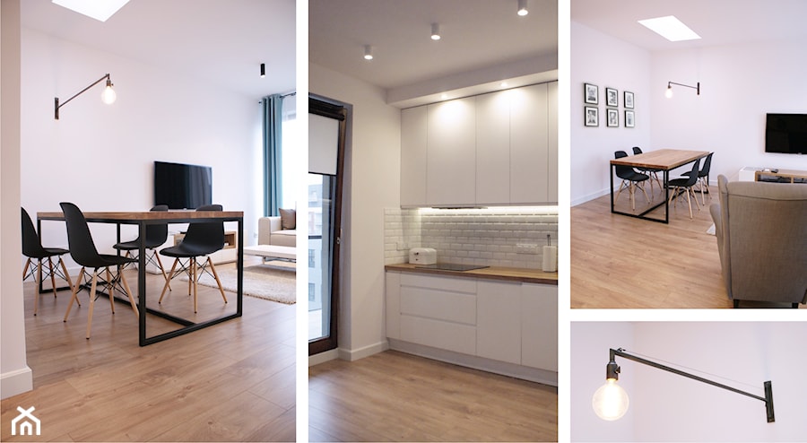 Projekt wnętrza mieszkania 73,8 m2 - Średnia biała jadalnia w salonie, styl skandynawski - zdjęcie od m.design