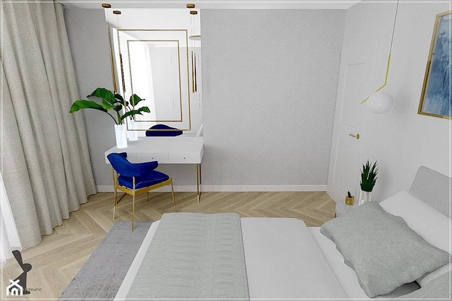 Dwupoziomowe mieszkanie w Rumi - Średnia biała szara sypialnia, styl tradycyjny - zdjęcie od Beton i Drewno - Studio Projektowania Wnętrz