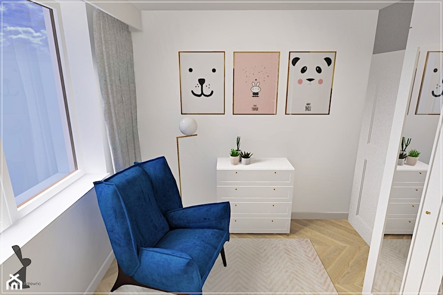 Dwupoziomowe mieszkanie w Rumi - Średni biały szary pokój dziecka dla dziecka dla dziewczynki, styl tradycyjny - zdjęcie od Beton i Drewno - Studio Projektowania Wnętrz