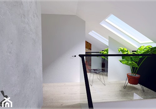 Poddasze w Rumi - Średni biały czarny szary z marmurem na podłodze hol / przedpokój, styl nowoczesny - zdjęcie od Beton i Drewno - Studio Projektowania Wnętrz