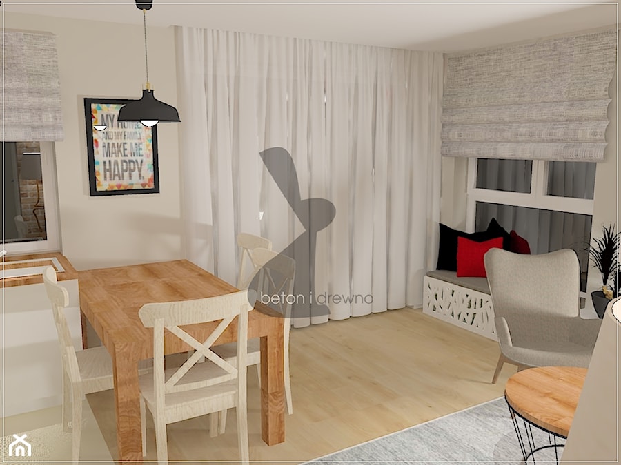 Mieszkanie Gdańsk Jasień - Średnia szara jadalnia w salonie, styl skandynawski - zdjęcie od Beton i Drewno - Studio Projektowania Wnętrz