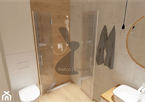 Mieszkanie Malbork - Mała na poddaszu bez okna łazienka, styl nowoczesny - zdjęcie od Beton i Drewno - Studio Projektowania Wnętrz