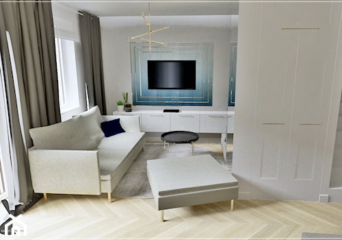Dwupoziomowe mieszkanie w Rumi - Średni biały salon, styl tradycyjny - zdjęcie od Beton i Drewno - Studio Projektowania Wnętrz