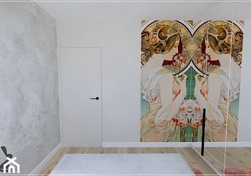 Poddasze w Rumi - Mała biała szara sypialnia, styl nowoczesny - zdjęcie od Beton i Drewno - Studio Projektowania Wnętrz