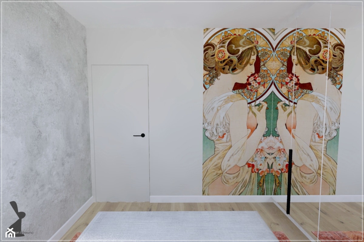 Poddasze w Rumi - Mała biała szara sypialnia, styl nowoczesny - zdjęcie od Beton i Drewno - Studio Projektowania Wnętrz - Homebook