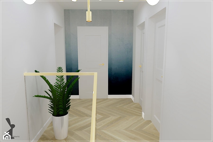 Dwupoziomowe mieszkanie w Rumi - Średni biały hol / przedpokój, styl tradycyjny - zdjęcie od Beton i Drewno - Studio Projektowania Wnętrz