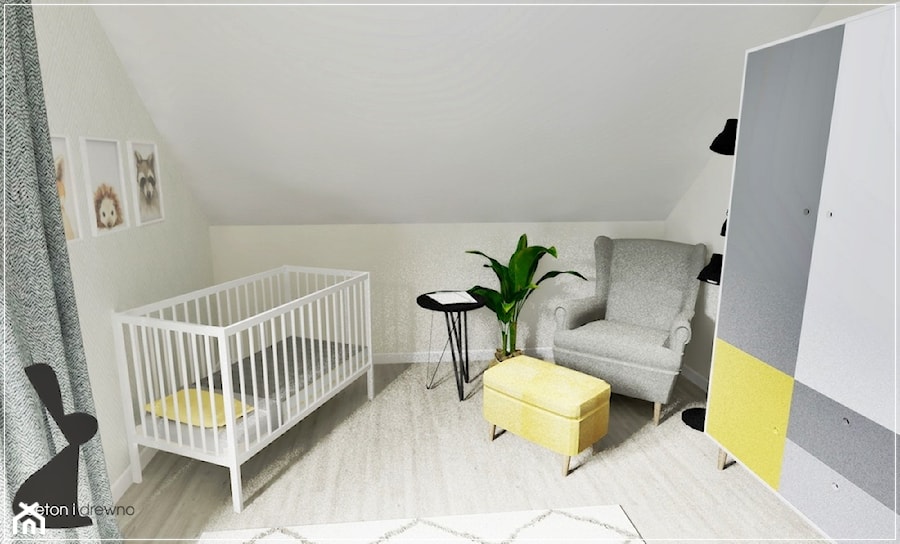 Pokój dziecięcy w Stężycy - Średni biały pokój dziecka dla niemowlaka dla chłopca dla dziewczynki, styl nowoczesny - zdjęcie od Beton i Drewno - Studio Projektowania Wnętrz