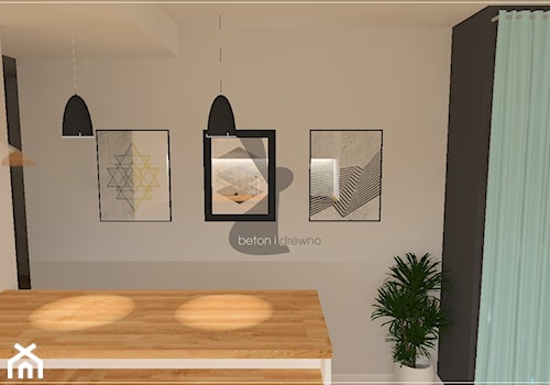 Mieszkanie Malbork - Średnia beżowa szara jadalnia jako osobne pomieszczenie, styl skandynawski - zdjęcie od Beton i Drewno - Studio Projektowania Wnętrz