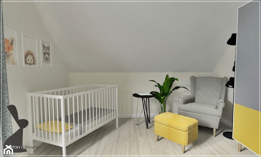 Pokój dziecięcy w Stężycy - Średni biały pokój dziecka dla niemowlaka dla chłopca dla dziewczynki, styl nowoczesny - zdjęcie od Beton i Drewno - Studio Projektowania Wnętrz