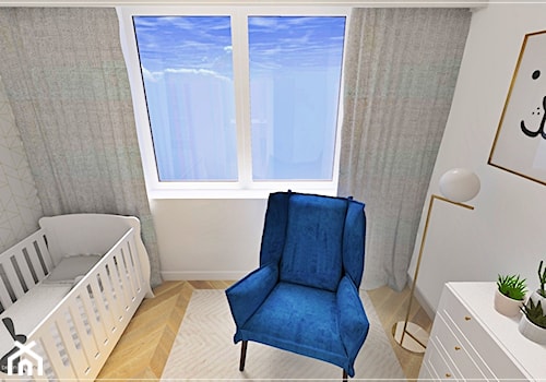 Dwupoziomowe mieszkanie w Rumi - Mały biały szary pokój dziecka dla niemowlaka dla chłopca dla dziewczynki, styl tradycyjny - zdjęcie od Beton i Drewno - Studio Projektowania Wnętrz