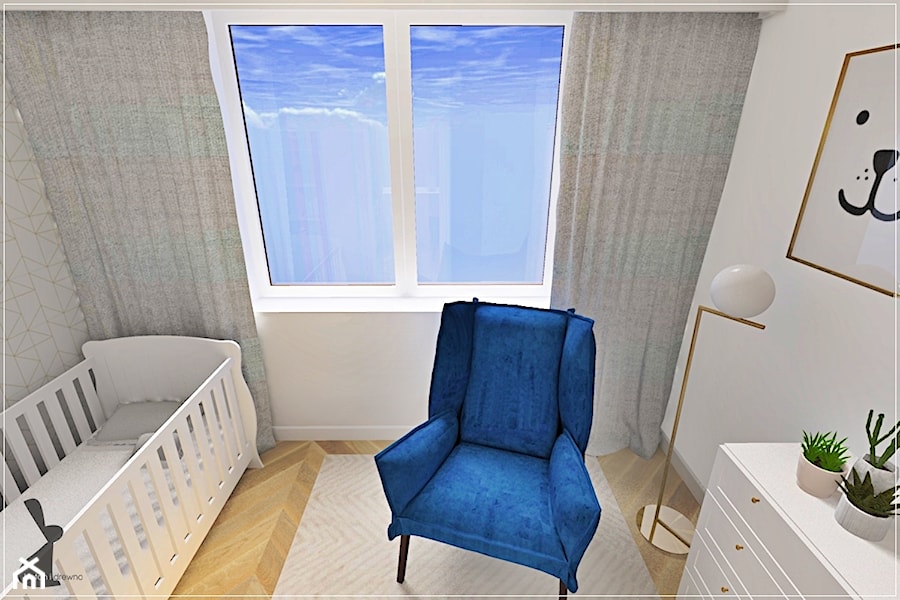 Dwupoziomowe mieszkanie w Rumi - Mały biały szary pokój dziecka dla niemowlaka dla chłopca dla dziewczynki, styl tradycyjny - zdjęcie od Beton i Drewno - Studio Projektowania Wnętrz