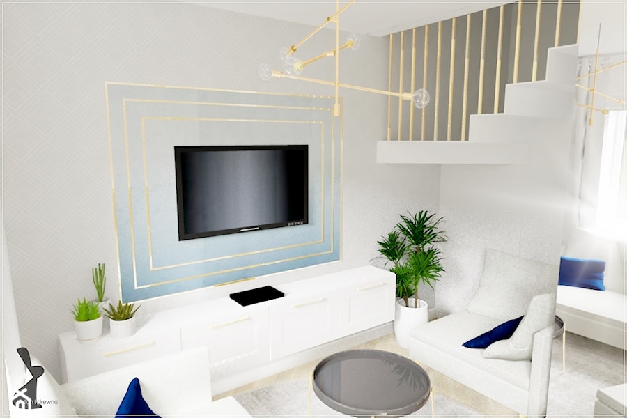 Dwupoziomowe mieszkanie w Rumi - Mały szary salon, styl tradycyjny - zdjęcie od Beton i Drewno - Studio Projektowania Wnętrz