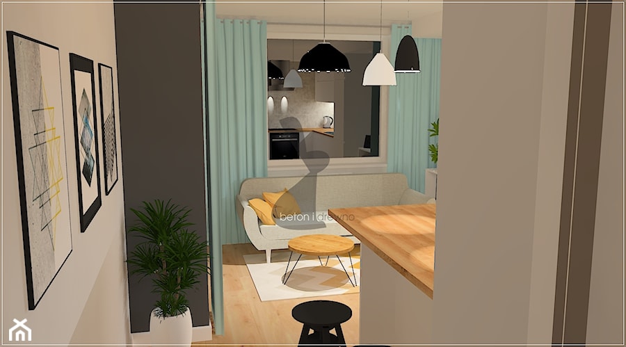 Mieszkanie Malbork - Salon, styl skandynawski - zdjęcie od Beton i Drewno - Studio Projektowania Wnętrz