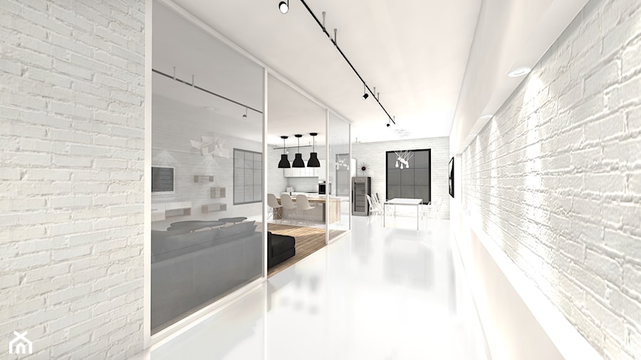 Duże z sofą białe biuro, styl nowoczesny - zdjęcie od r | homeDES!GN