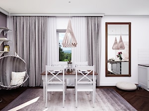 Mieszkanie 60m2 - Średnia biała jadalnia w salonie, styl prowansalski - zdjęcie od Julia Wilczyńska-Kuciapska ⚫️ punctum architecture
