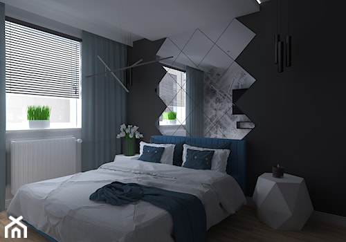 Apartament Iława - Średnia czarna szara sypialnia, styl nowoczesny - zdjęcie od Celine