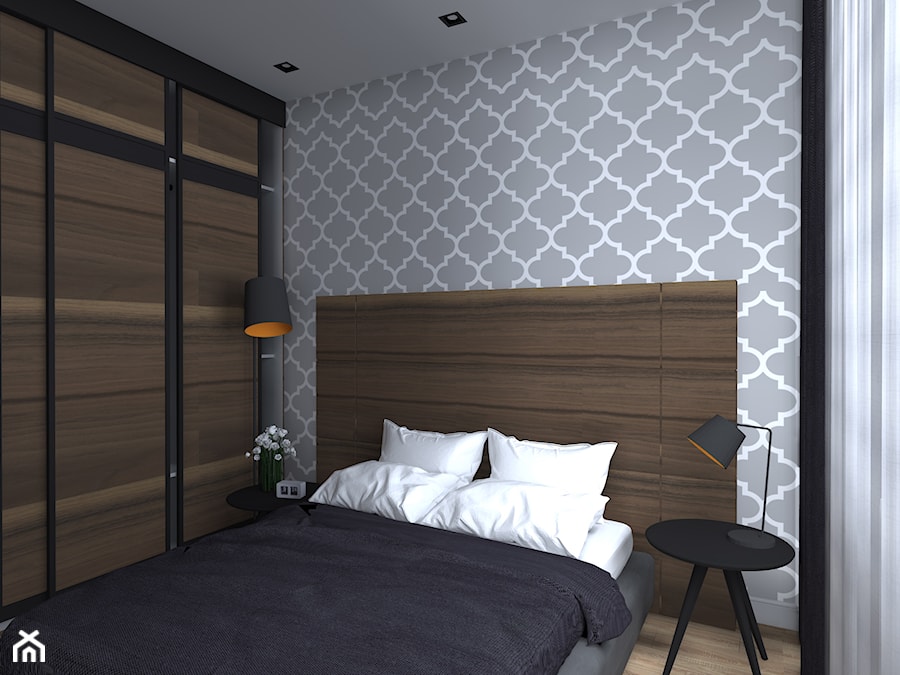 Apartament Iława - Średnia szara sypialnia, styl nowoczesny - zdjęcie od Celine