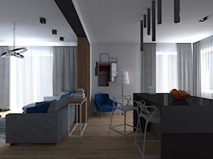 Apartament Iława - Mały szary salon z jadalnią, styl nowoczesny - zdjęcie od Celine