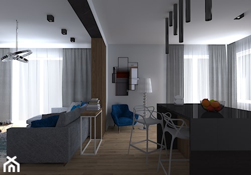 Apartament Iława - Mały szary salon z jadalnią, styl nowoczesny - zdjęcie od Celine
