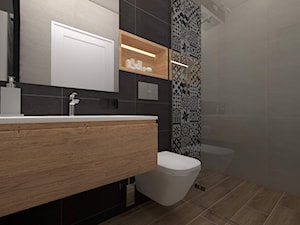 czarno drewniana łazienka