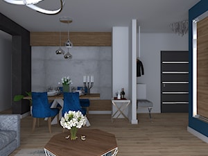 Apartament Iława - Mały czarny szary salon z jadalnią, styl nowoczesny - zdjęcie od Celine