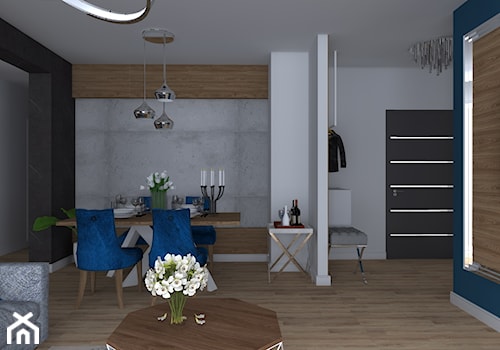Apartament Iława - Mały czarny szary salon z jadalnią, styl nowoczesny - zdjęcie od Celine