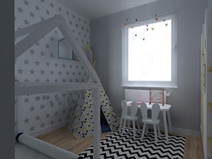 Apartament Iława - Średni biały szary pokój dziecka dla dziecka dla chłopca dla dziewczynki dla rodzeństwa, styl nowoczesny - zdjęcie od Celine