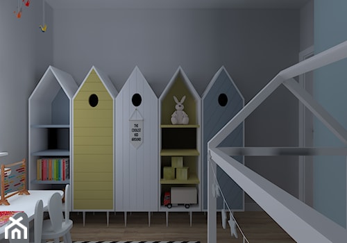 Apartament Iława - Mały szary niebieski pokój dziecka dla dziecka dla dziewczynki, styl nowoczesny - zdjęcie od Celine