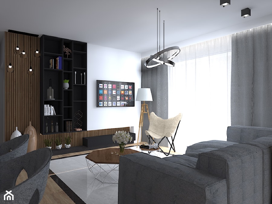 Apartament Iława - Mały biały salon, styl nowoczesny - zdjęcie od Celine