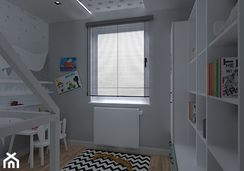 Apartament Iława - Średni szary pokój dziecka dla dziecka dla chłopca dla dziewczynki, styl skandynawski - zdjęcie od Celine