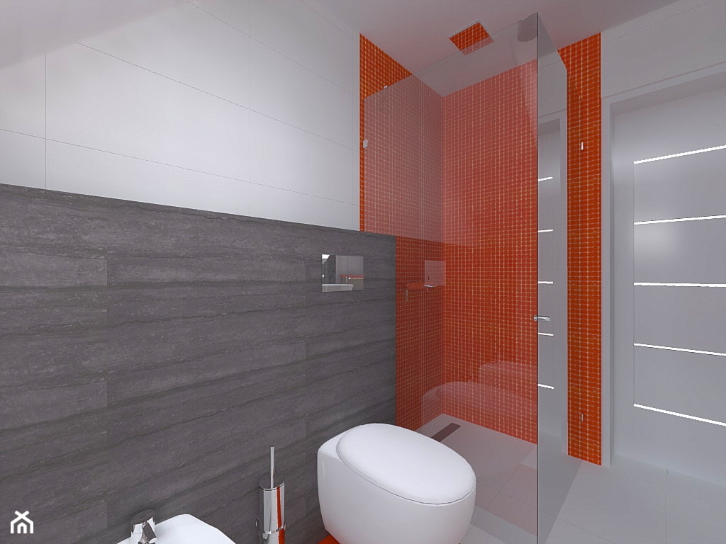 Łazienka pomarańczowo szara - Łazienka, styl nowoczesny - zdjęcie od Celine - Homebook