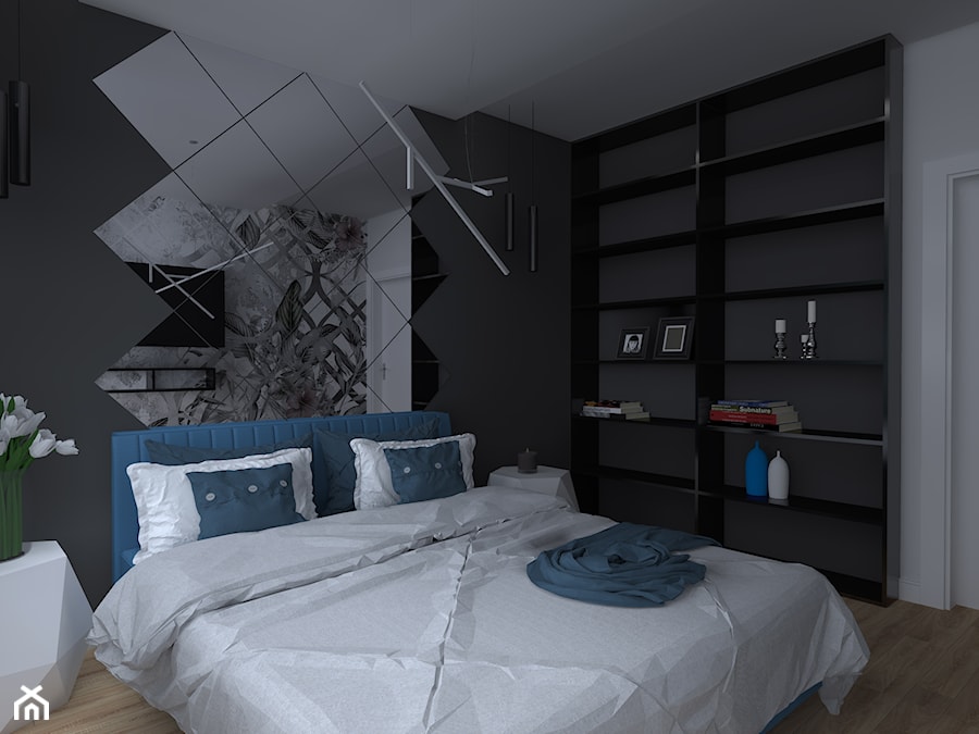 Apartament Iława - Średnia biała czarna sypialnia, styl nowoczesny - zdjęcie od Celine