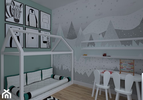 Apartament Iława - Mały szary zielony pokój dziecka dla dziecka dla chłopca dla dziewczynki, styl nowoczesny - zdjęcie od Celine