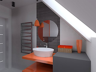 Łazienka pomarańczowo szara