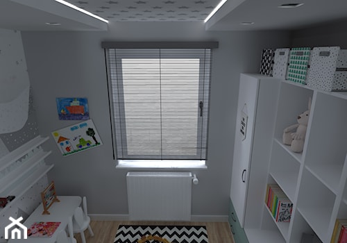 Apartament Iława - Mały szary pokój dziecka dla dziecka dla chłopca dla dziewczynki, styl skandynawski - zdjęcie od Celine