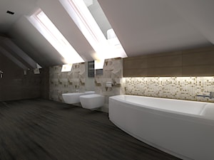 Dom- Orłowo - Duża na poddaszu z punktowym oświetleniem łazienka, styl nowoczesny - zdjęcie od Celine