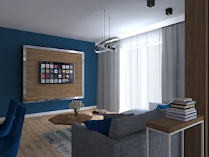 Apartament Iława - Średni niebieski salon z jadalnią, styl nowoczesny - zdjęcie od Celine