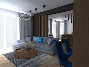 Apartament Iława - Średni szary salon z kuchnią z jadalnią, styl nowoczesny - zdjęcie od Celine