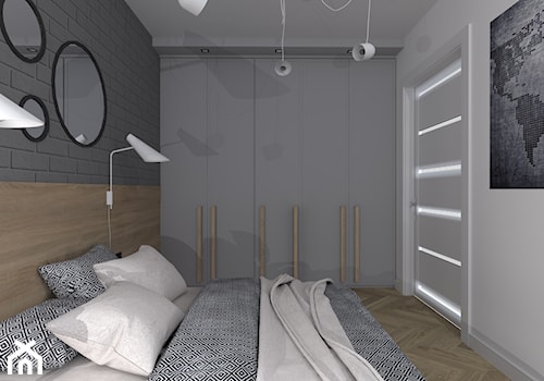Mieszkanie Ostróda - Średnia biała brązowa szara sypialnia, styl nowoczesny - zdjęcie od Celine