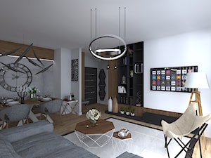 Apartament Iława - Średni biały salon z jadalnią, styl nowoczesny - zdjęcie od Celine